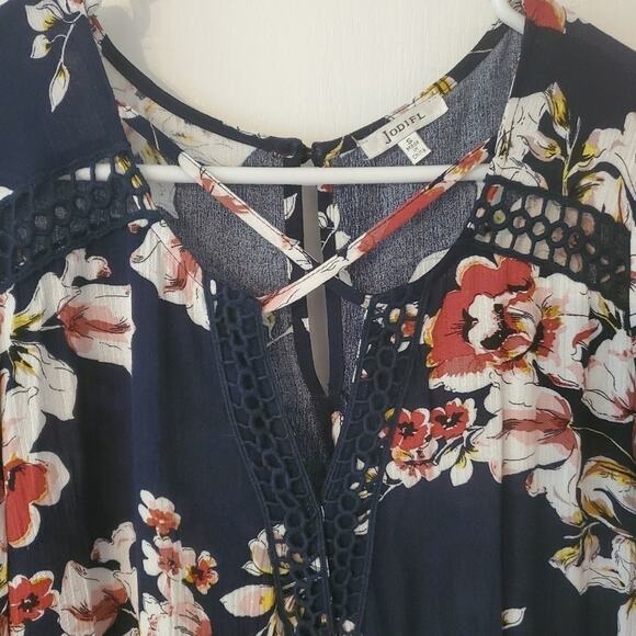 JODIFL NAVY floral flowy tunic dress‎ - Picture 2 of 11